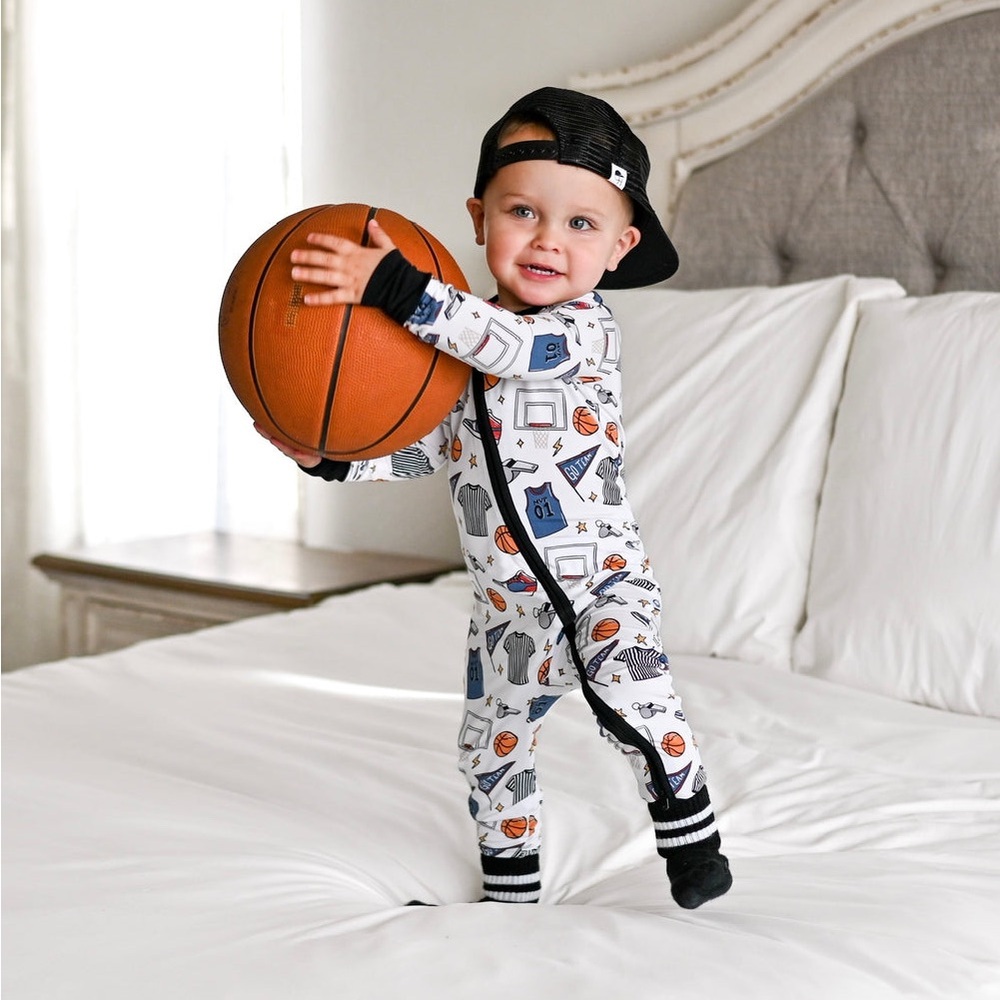 Dream Big Little Co Bamboo Kids Sports-Themed One Piece Pajama Zippy size 12-18